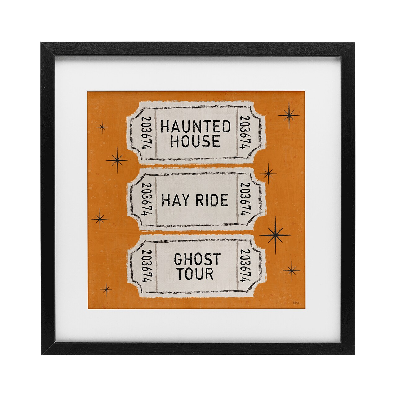 Stupell Industries Wee Bit Wicked Tickets Framed Print Under Glass, design by Veronique Charron